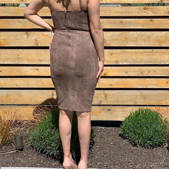 Camel-Beige Suede Bodycon Dress ❤️ - Picture 3 of 3